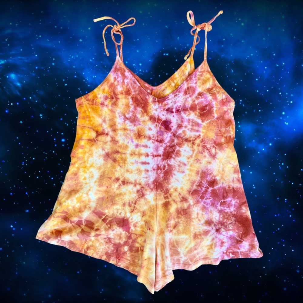 💗 Organic Cotton & Hemp Tie Dye Romper Reiki Infused Jungmaven Sespe Short